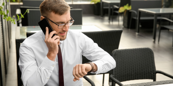 man using SIP phone 